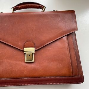 Brown Italian leather briefcase